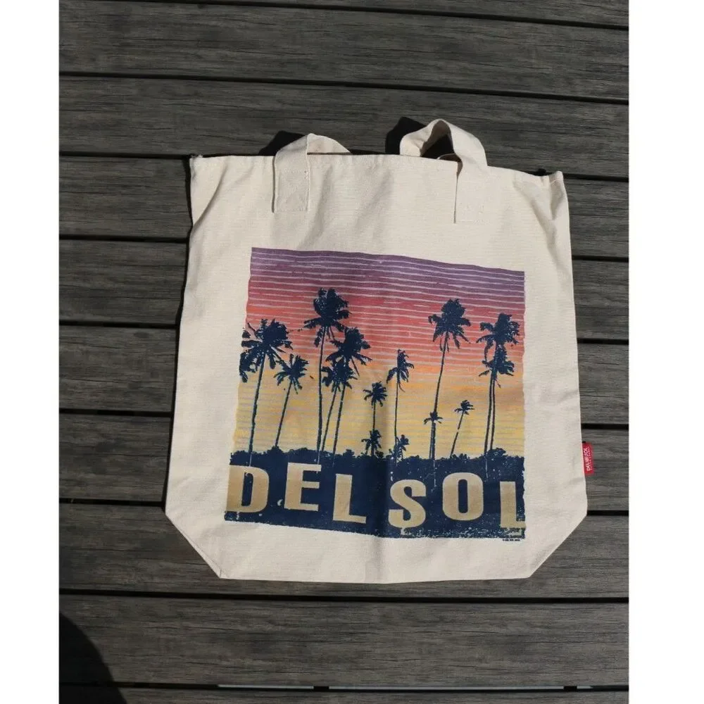 Del Sol Color Changing Canvas Tote Bag 16 x 17 Tropical 100% Cotton